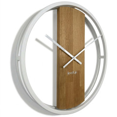 Okrúhle dubové hodiny Flexistyle LOFT OVAL kovové 50cm biele, z231oval-2d-2-x